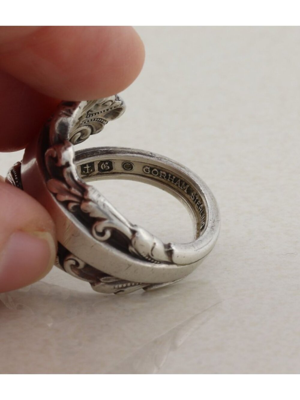 Sterling Silver Gorham Sterling Spoon Ring Bypass Ring Size 7 Adjustable - Picture 8 of 8
